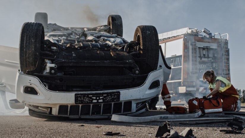 Photo of a Rolled-over Car