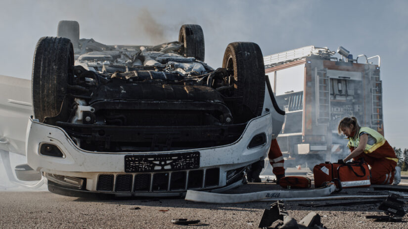 Photo of a Rolled-over Car