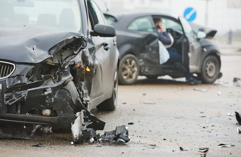 Two cars very damaged after an accident.