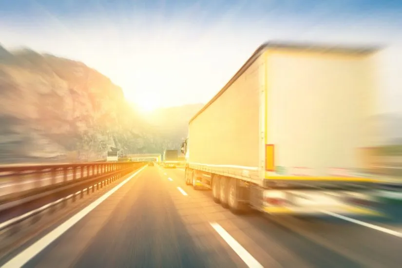 Photo of a speeding truck