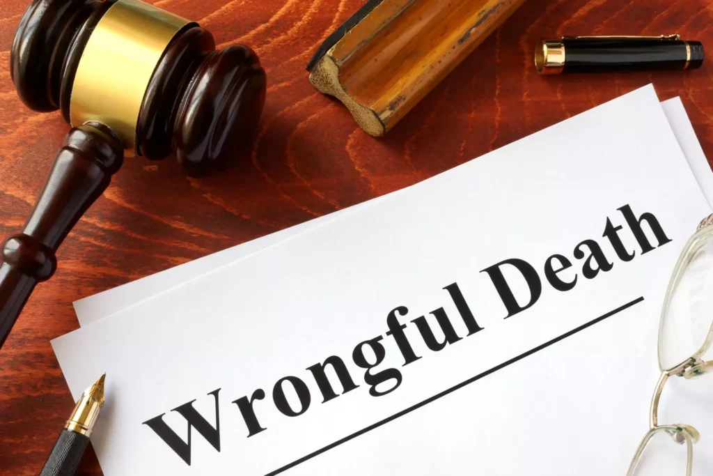 A wrongful death claim form and a gavel.