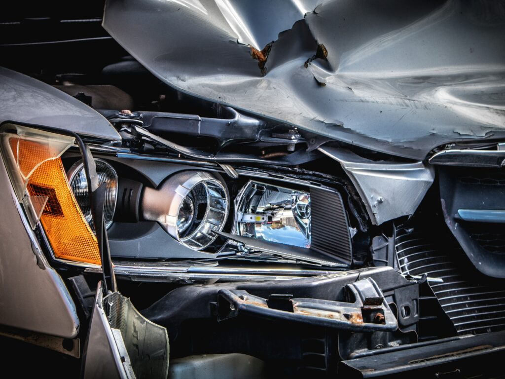 close up silver cars accident